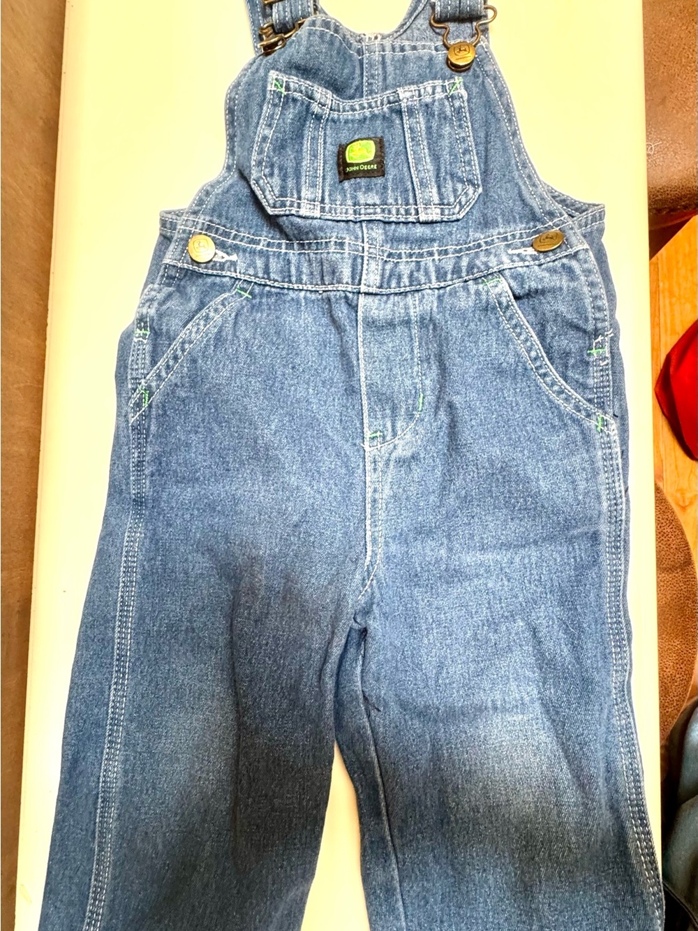 John Deere Blue Denim Overalls with Green Logo Patch
